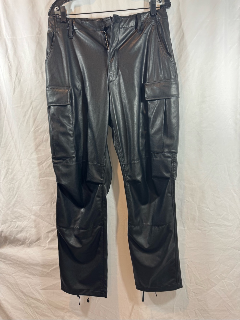 rag & bone Black Faux Leather Cargo Pants 6